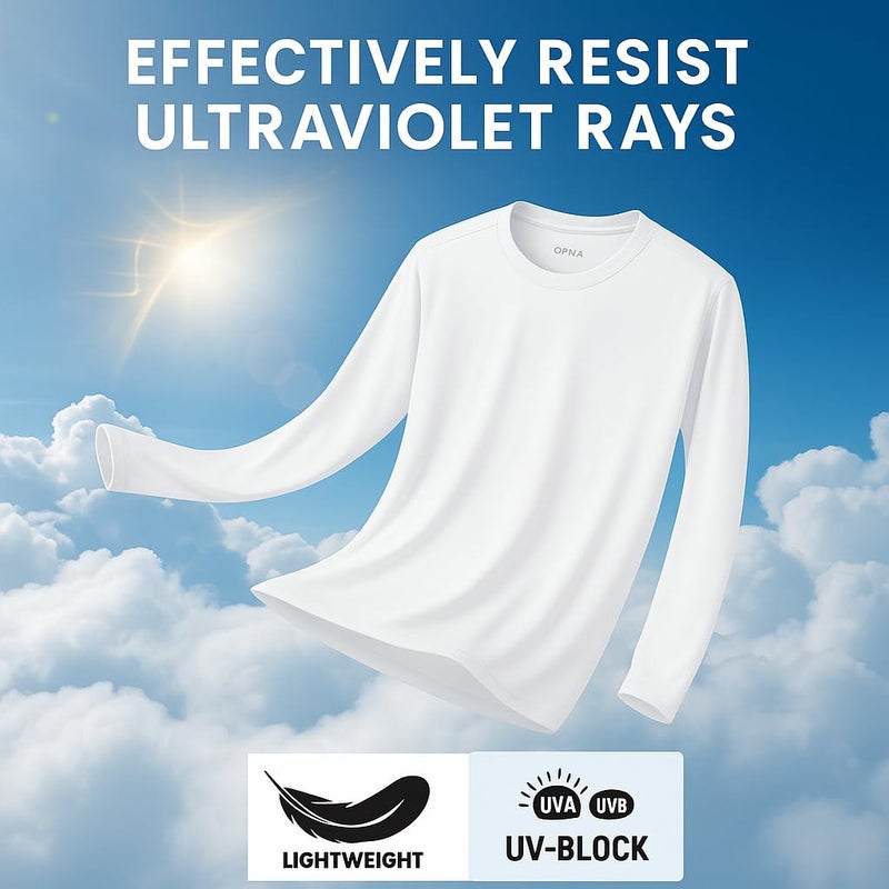 Opna Men's Long Sleeve Moisture Wicking Athletic Shirts White-L - Image 3
